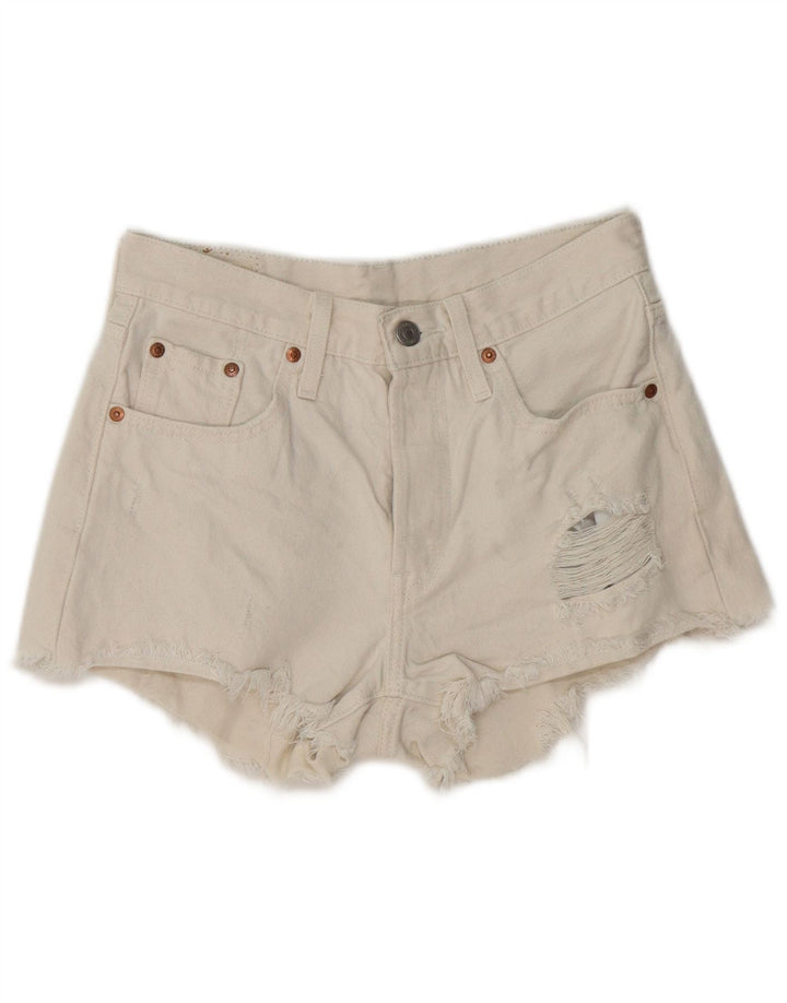 Levi's Womens Distressed Denim Shorts W25 XS White Cotton