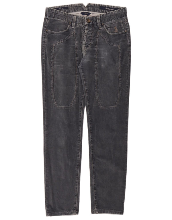 Jeckerson Mens Slim Fit Corduroy Trousers W29 L28 Grey Cotton