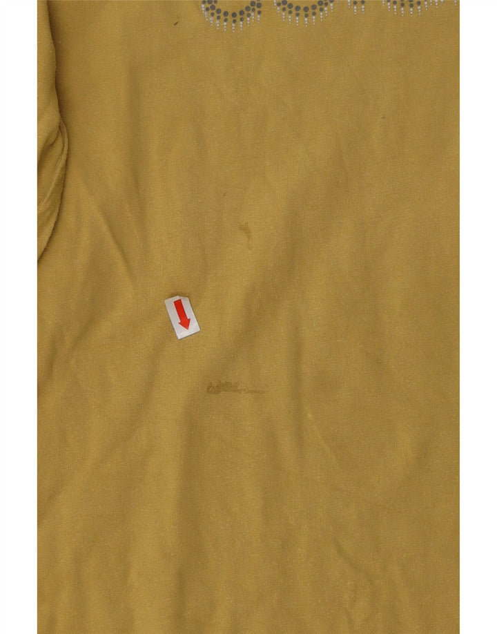 COLUMBIA Womens Graphic Top Long Sleeve UK 14 Large Yellow Cotton