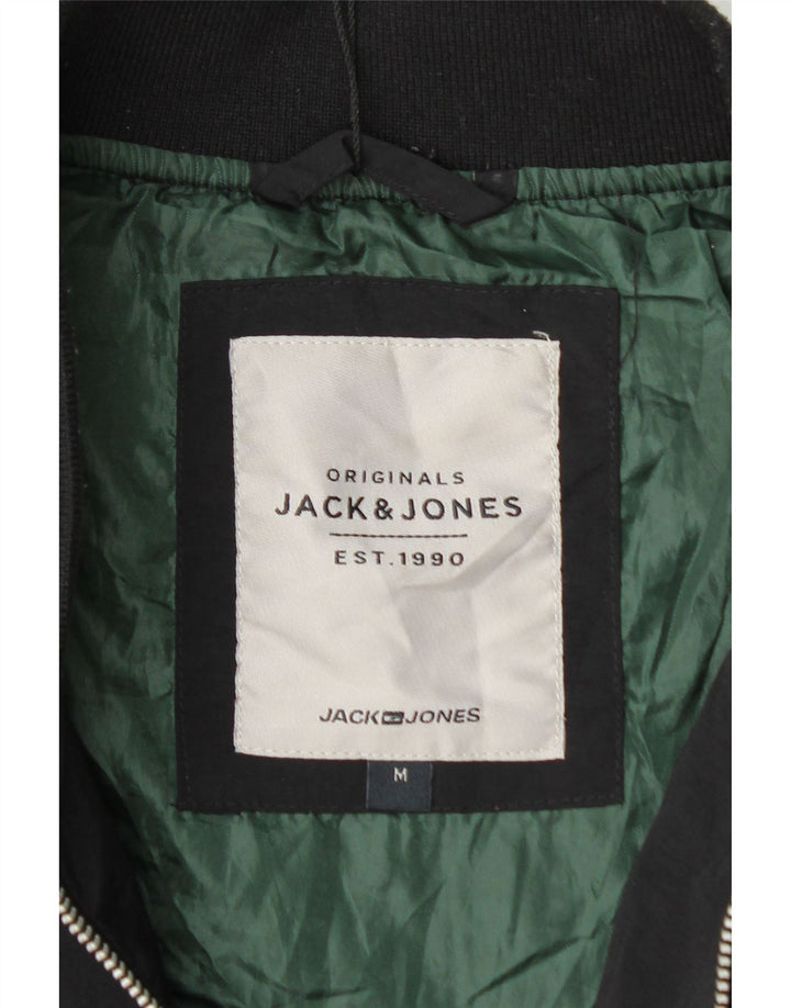 JACK & JONES Mens Bomber Jacket UK 38 Medium Black Polyester Vintage Jack & Jones and Second-Hand Jack & Jones from Messina Hembry 