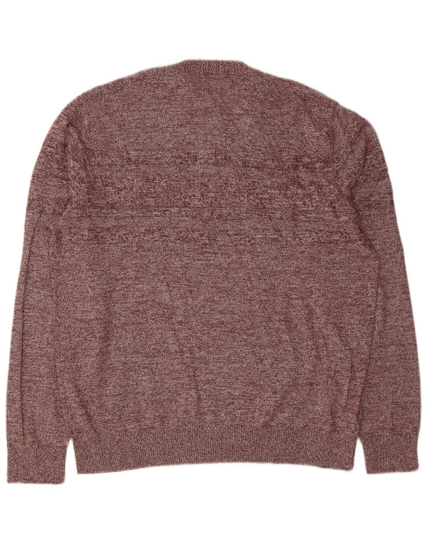 Penguin Mens Crew Neck Jumper Sweater XL Burgundy Flecked Cotton