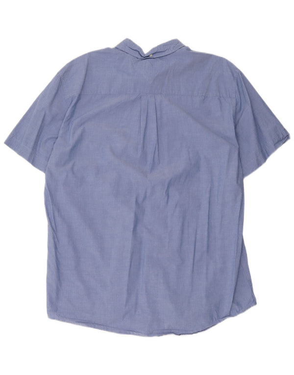 Tommy Hilfiger Mens Short Sleeve Classic Fit Shirt XL Blue Cotton