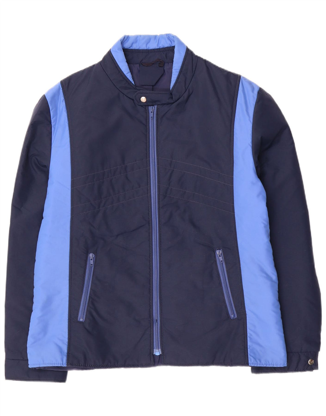 Vintage Mens Windbreaker Jacket UK 40 Large Navy Blue Colourblock Polyamide