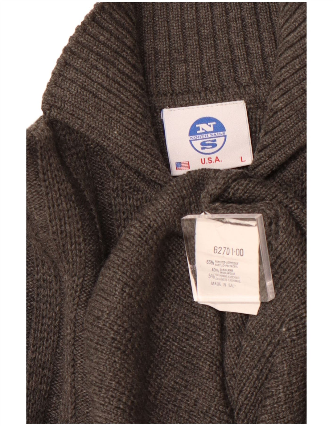 NORTH SAILS Mens Cardigan Sweater Large Grey Acrylic