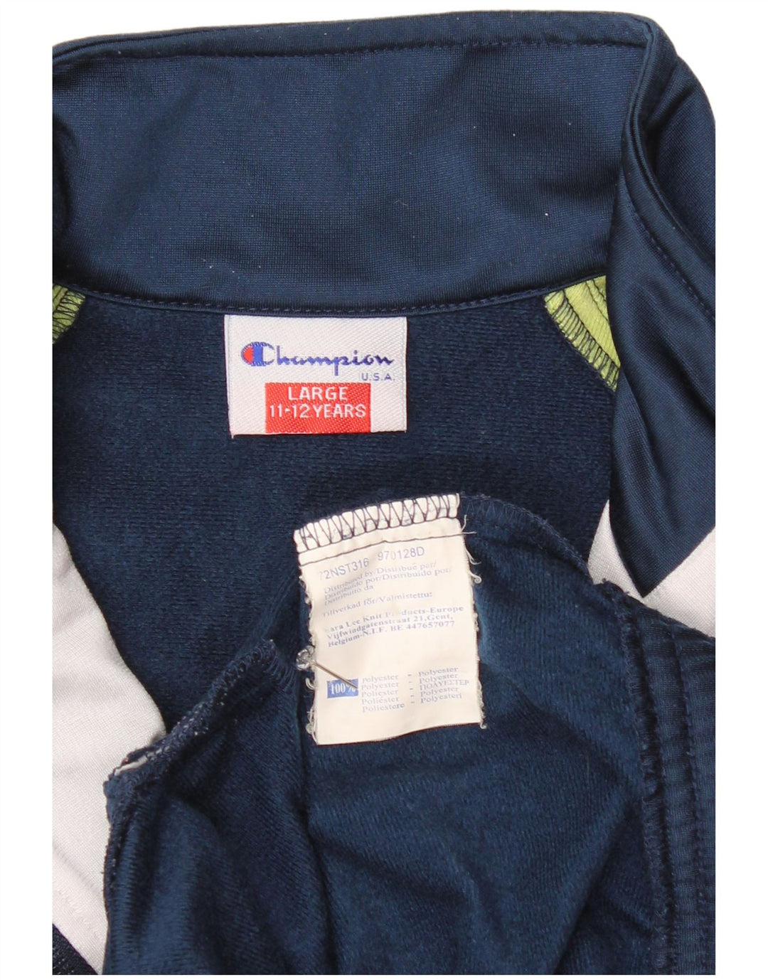 Champion Boys Tracksuit Top Jacket 11-12 Years Large Navy Blue Colourblock