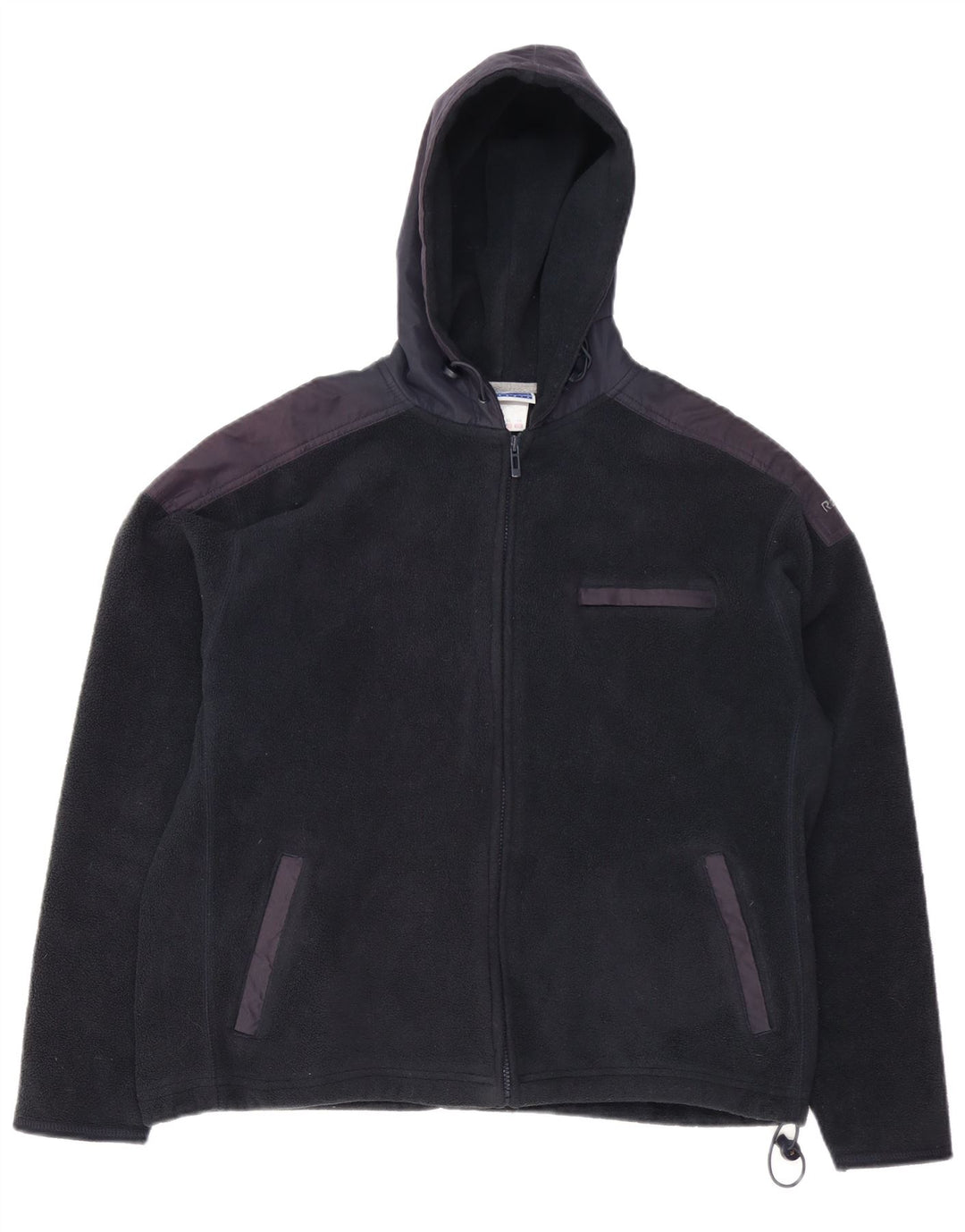 REEBOK Womens Oversized Fleece Jacket UK 16 Large  Black Colourblock