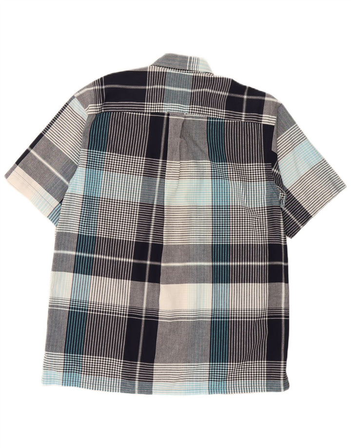Nautica Mens Short Sleeve Shirt Medium Grey Check Cotton