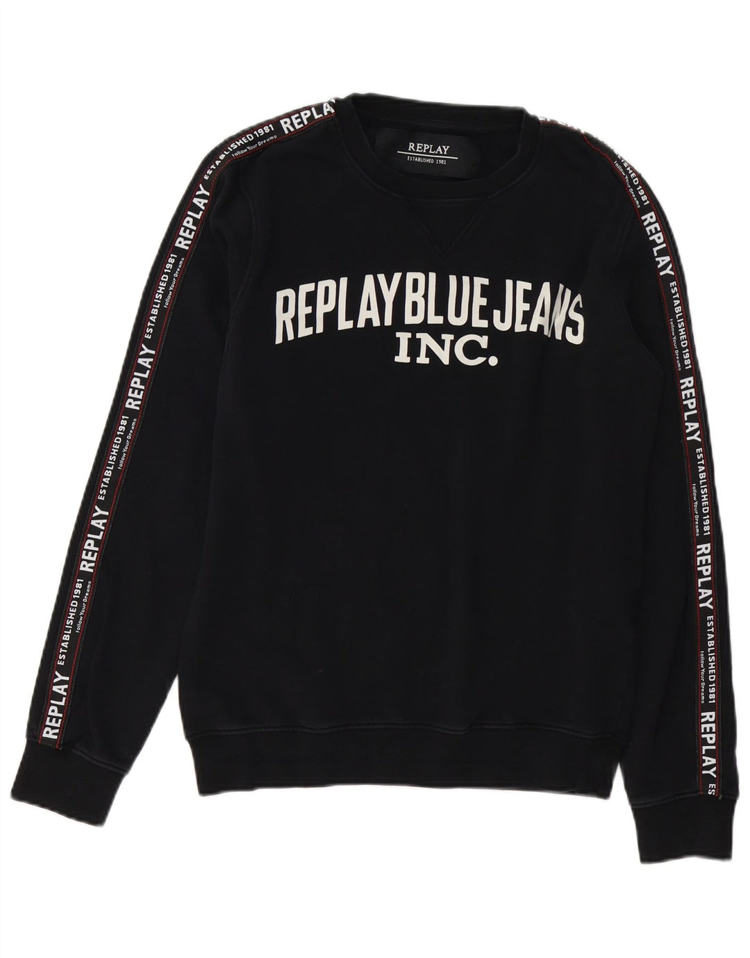 REPLAY Mens Graphic Sweatshirt Jumper Medium Black Cotton