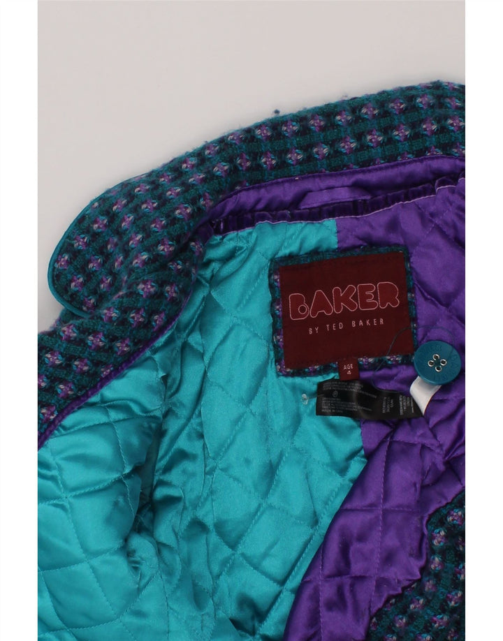 Ted Baker Girls Overcoat 3-4 Years Blue Acrylic