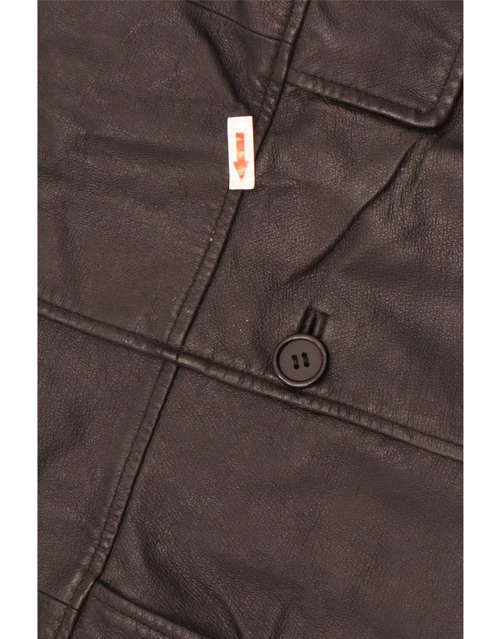 Vintage Mens 3 Button Leather Blazer Jacket UK 38 Medium Black Leather