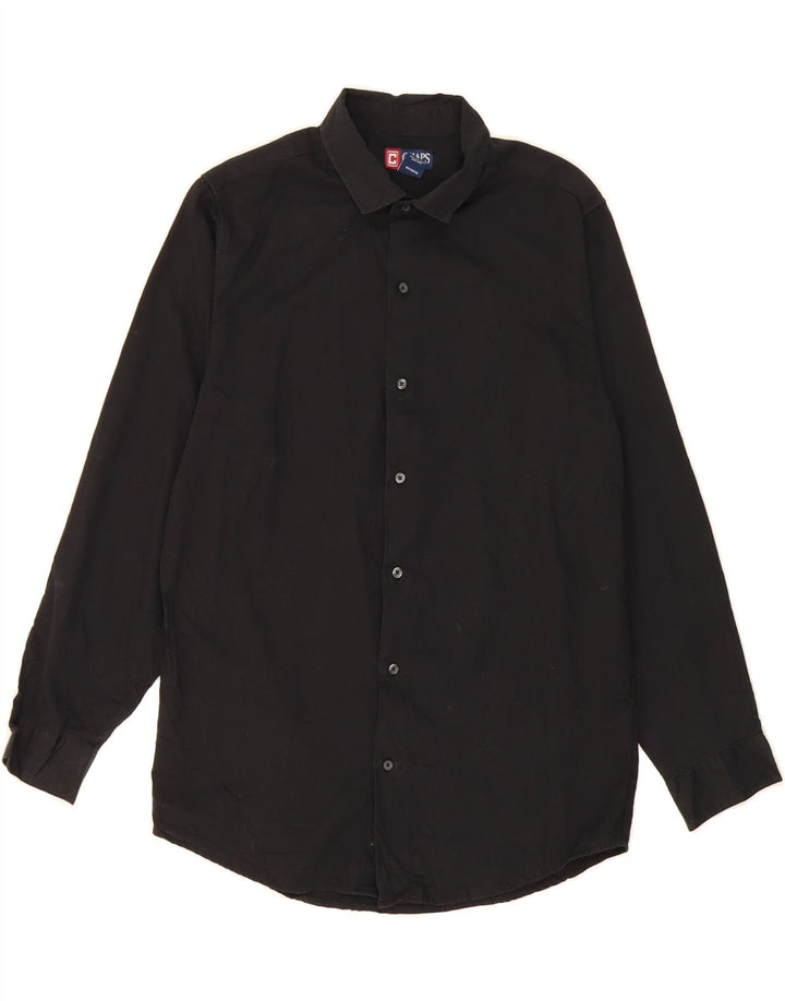 CHAPS Boys Shirt 15-16 Years XL Black Cotton Vintage Chaps and Second-Hand Chaps from Messina Hembry 