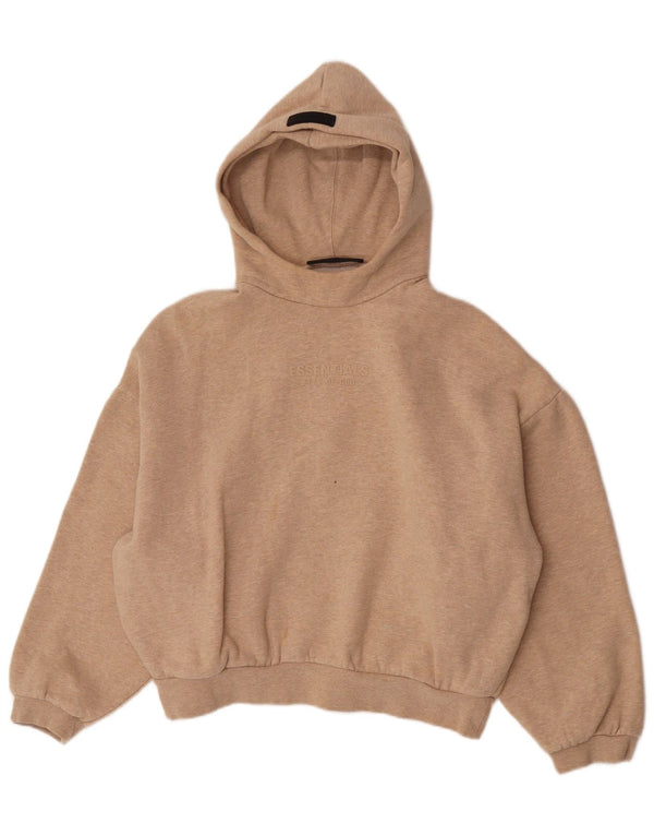 Essentials Womens Graphic Oversized Hoodie Jumper UK 6 XS Beige Cotton