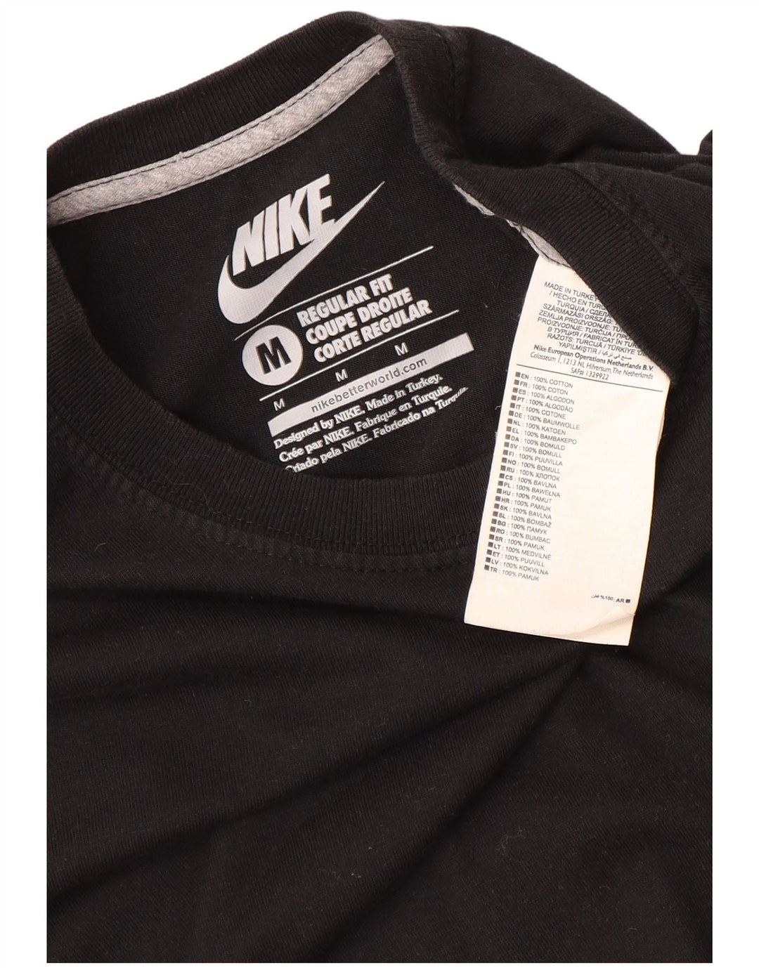 NIKE Mens Regular Fit T-Shirt Top Medium Black Cotton
