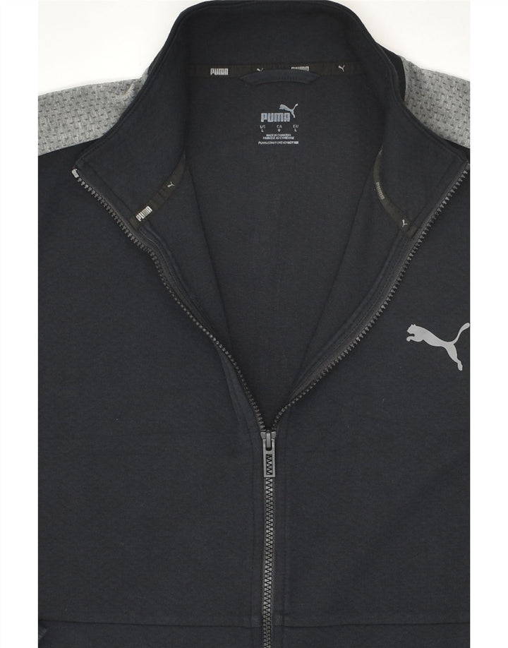 PUMA Mens Graphic Tracksuit Top Jacket Large Black Colourblock Cotton