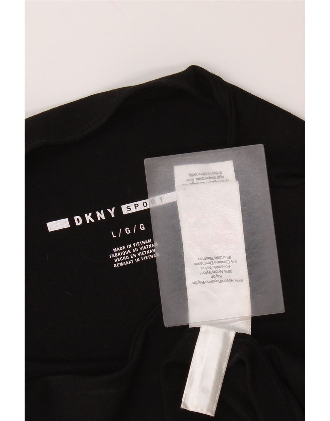 Dkny Womens Graphic Top 3/4 Sleeve UK 16 Large Black Rayon