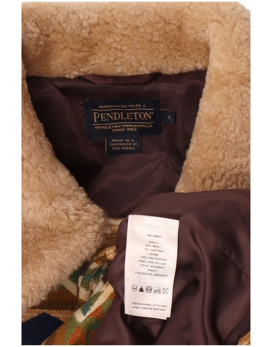 Pendleton Mens Overcoat UK 40 Large Multicoloured Geometric Wool Aztec