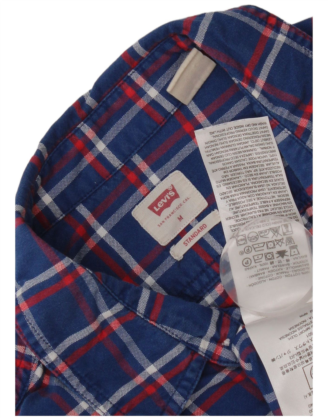 Levi's Mens Standard Fit Shirt Medium Blue Check Cotton