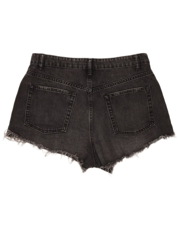 Zara Womens Denim Distressed Hot Pants EU 44 XL W34 Grey Cotton