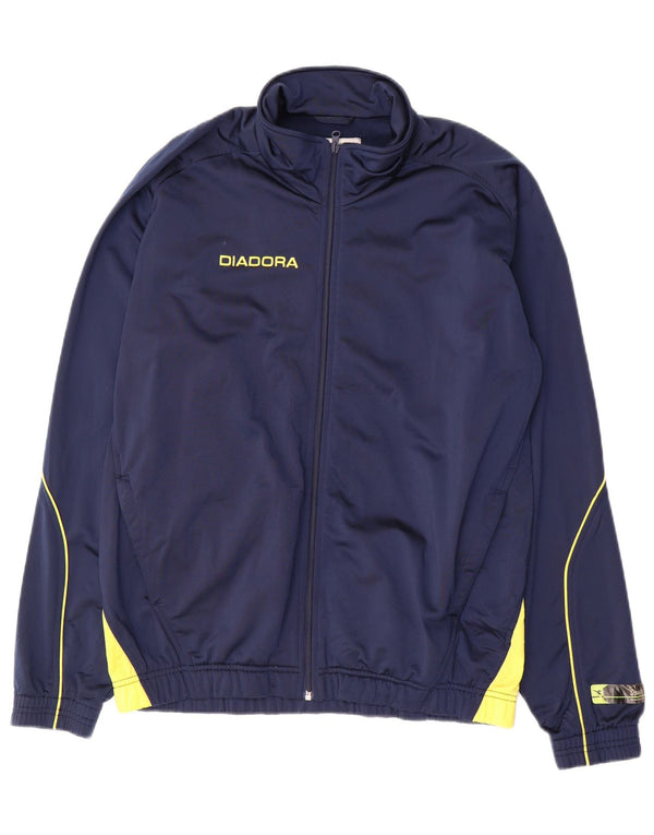 Diadora Mens Graphic Tracksuit Top Jacket Large Navy Blue Colourblock