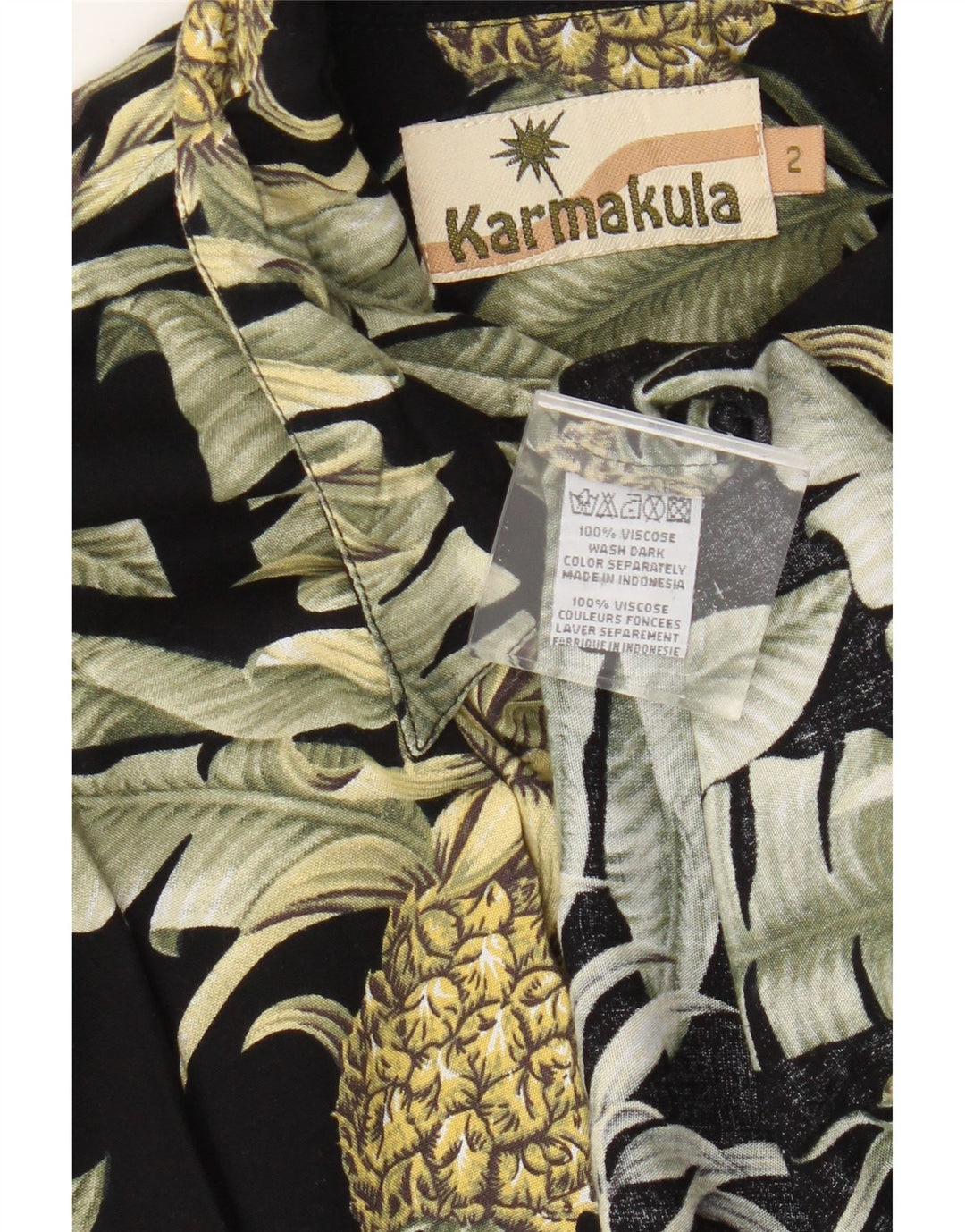 Karmakula Mens Abstract Pattern Short Sleeve Shirt Medium Black Viscose
