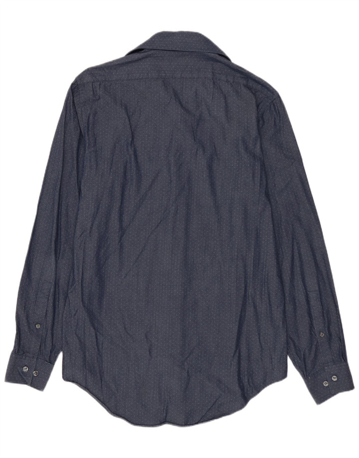 CALVIN KLEIN Mens Slim Fit Shirt Medium Navy Blue Spotted