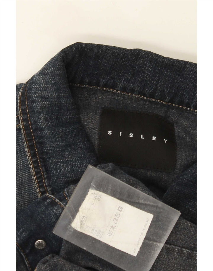 Sisley Mens Denim Jacket UK 40 Large Blue Cotton