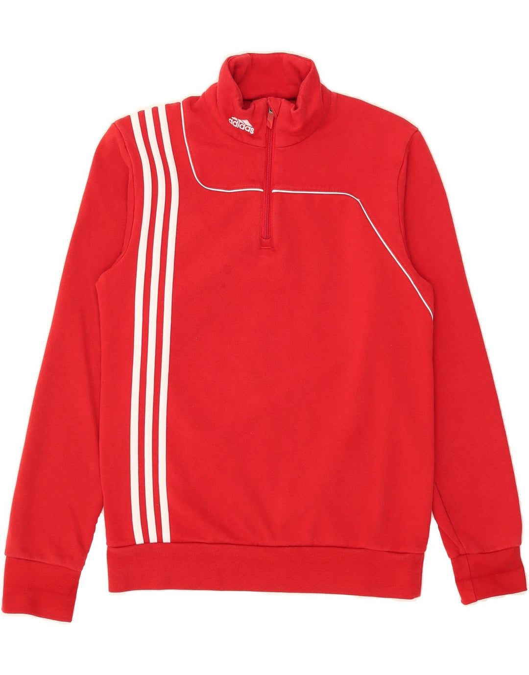 ADIDAS Mens Zip Neck Sweatshirt Jumper Small Red Cotton Vintage Adidas and Second-Hand Adidas from Messina Hembry 