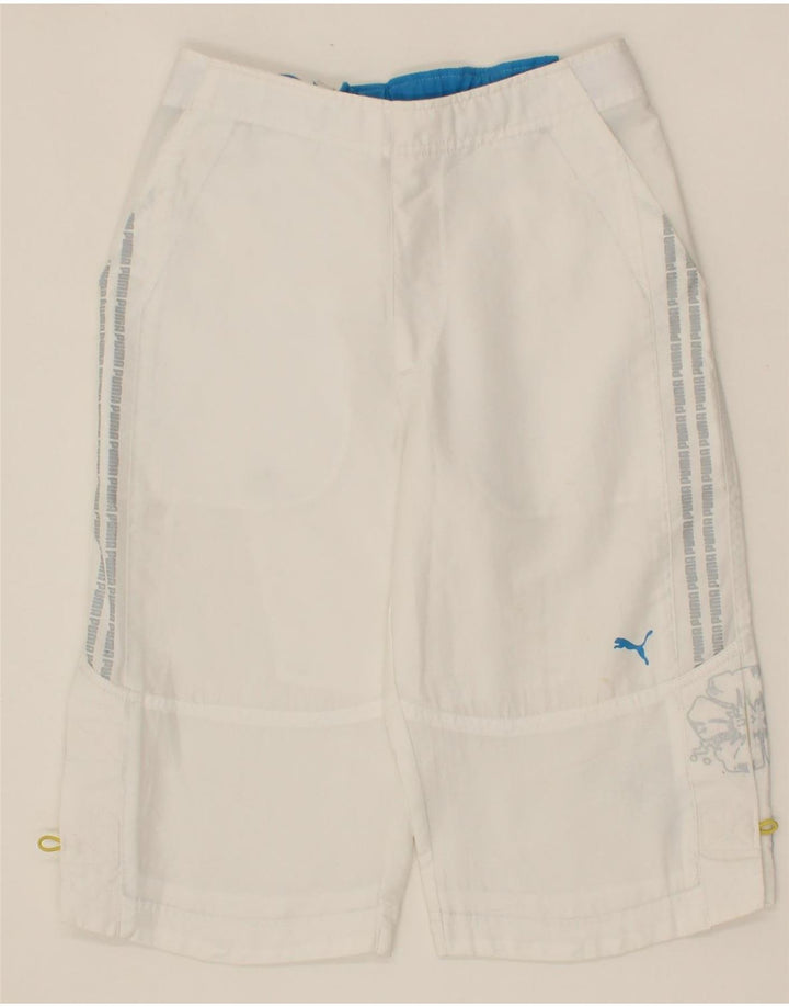 PUMA Boys Graphic Bermuda Shorts 11-12 Years W28 White Vintage Puma and Second-Hand Puma from Messina Hembry 