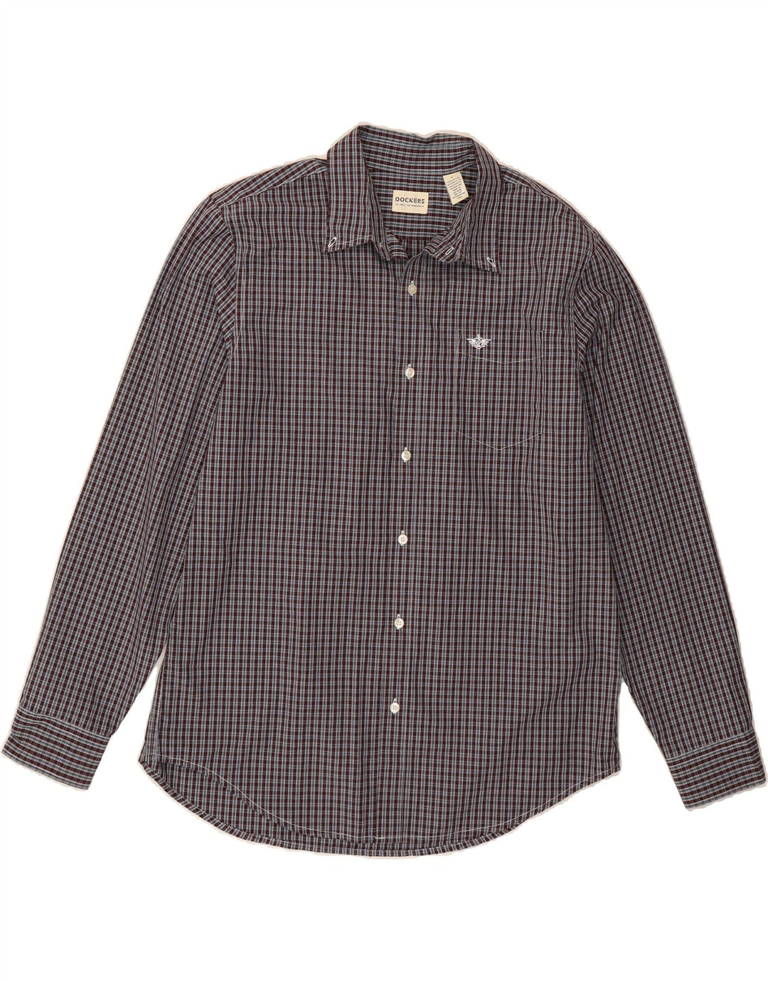 DOCKERS Mens Shirt Large Burgundy Check Cotton Vintage Dockers and Second-Hand Dockers from Messina Hembry 