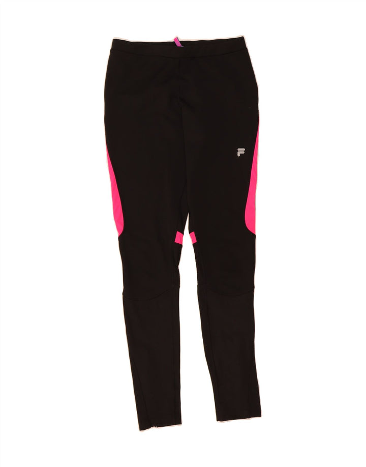 FILA Womens Tracksuit Trousers UK 12  Medium  Black Colourblock Polyester Vintage Fila and Second-Hand Fila from Messina Hembry 
