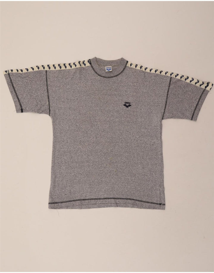 ARENA Mens Graphic T-Shirt Top Medium Grey Colourblock Vintage Arena and Second-Hand Arena from Messina Hembry 