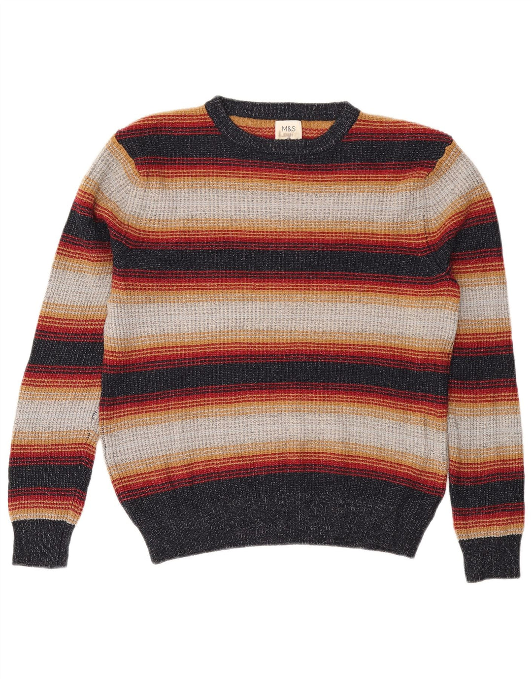 Marks & Spencer Mens Crew Neck Jumper Sweater Medium Multicoloured Striped