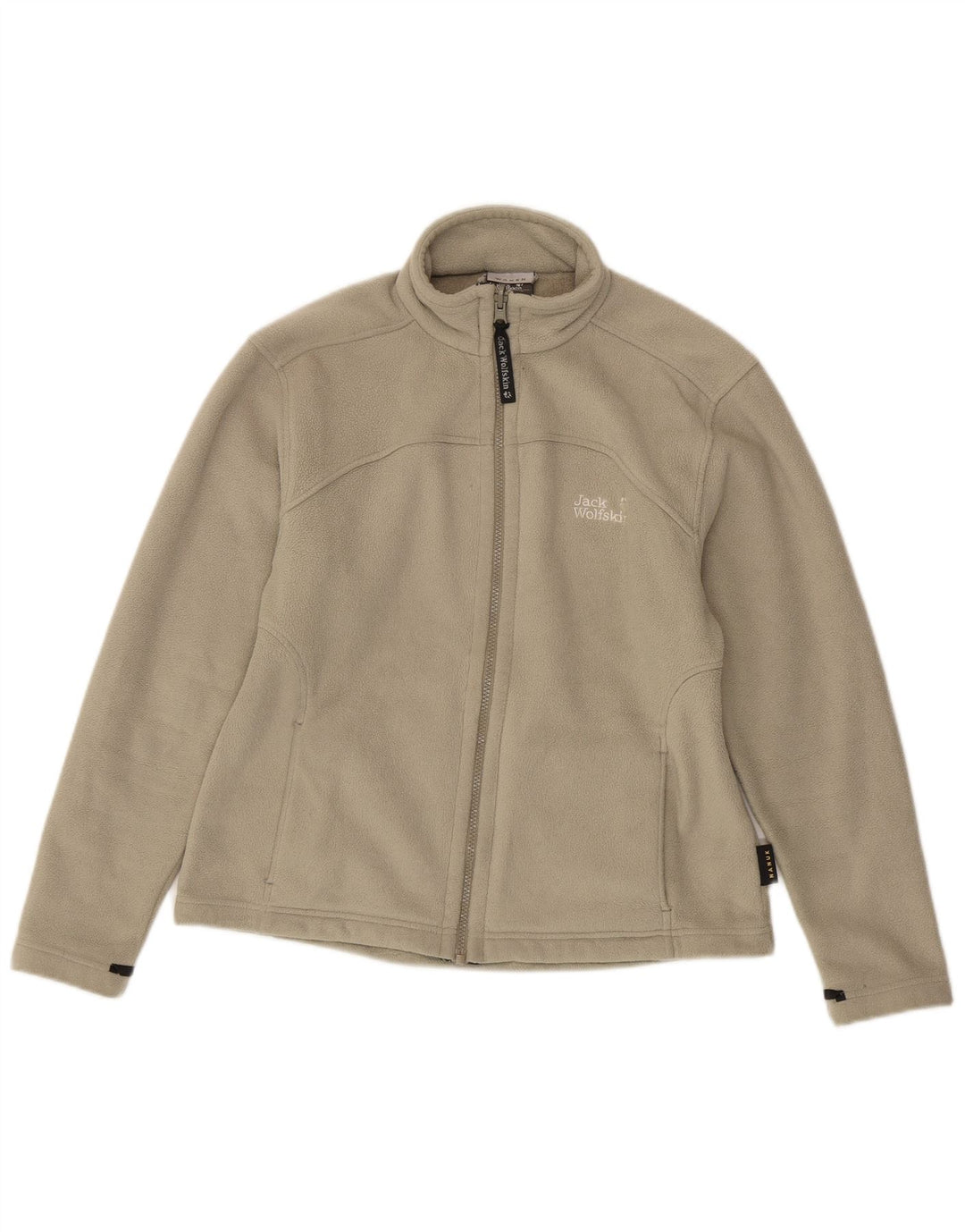 Jack Wolfskin Womens Graphic Fleece Jacket UK 12 Medium Grey Polyester