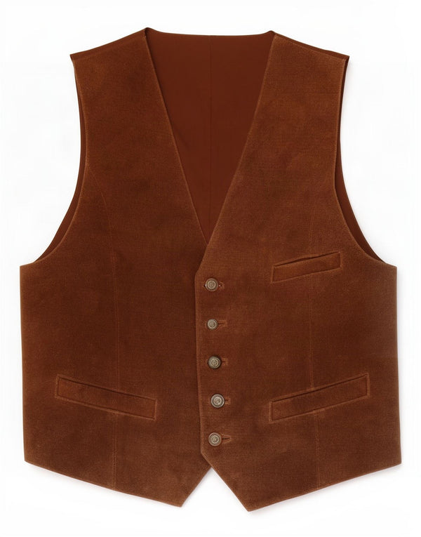C&A Mens Waistcoat XL Brown Leather
