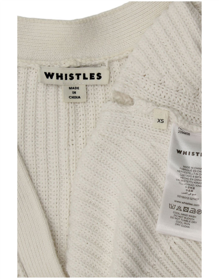 WHISTLES Womens Oversized Crop Open Cardigan Sweater UK 6 XS White Cotton