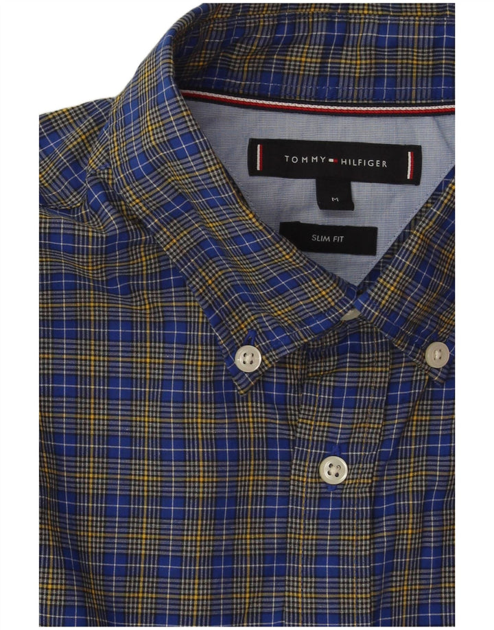 Tommy Hilfiger Mens Slim Fit Shirt Medium Blue Check Cotton