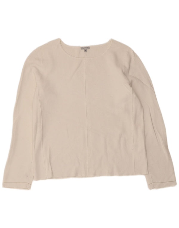 Jigsaw Womens Top Long Sleeve UK 12 Medium White Viscose