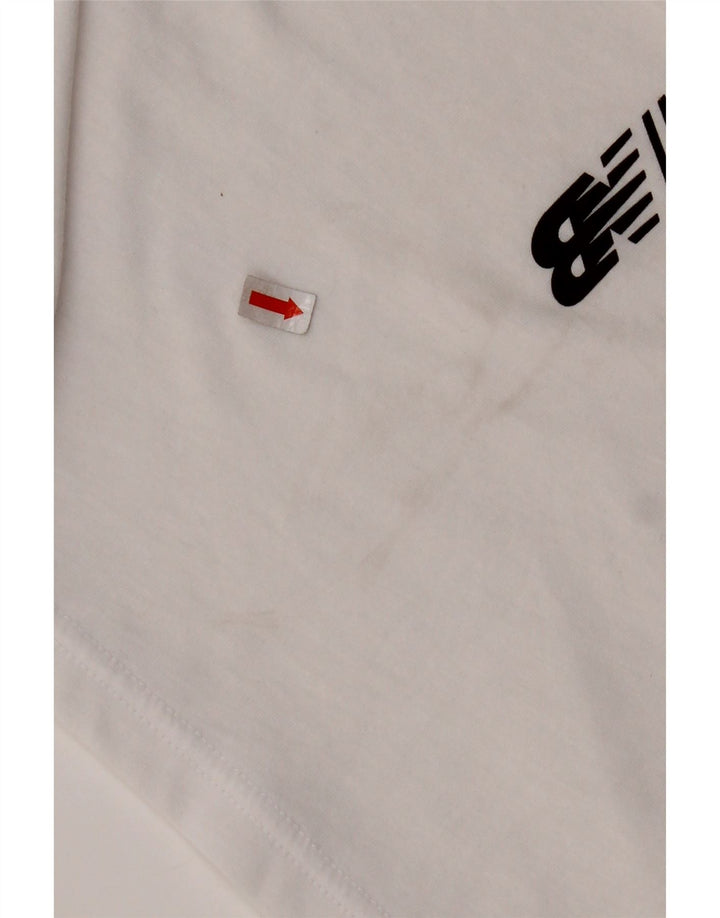 NEW BALANCE Womens Crop Graphic T-Shirt Top UK 10 Small White Cotton