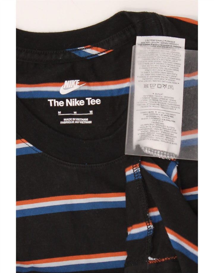 Nike Mens T-Shirt Top Medium Black Striped Cotton