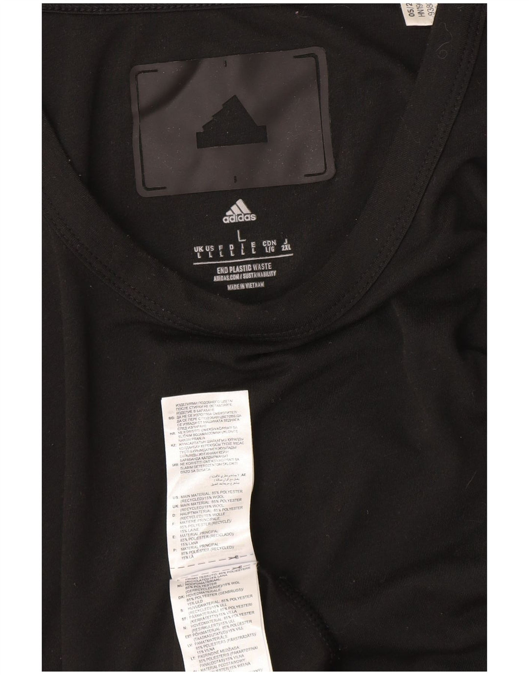 ADIDAS Mens T-Shirt Top Large Black Polyester