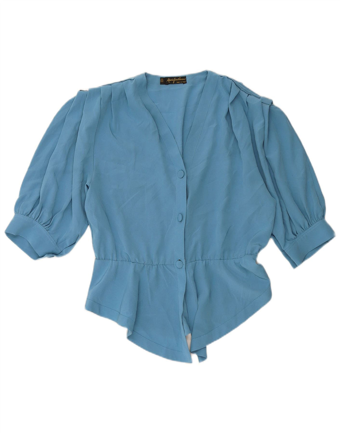 MARIO PUCCI CECCONI Womens Short Sleeve Shirt Blouse IT 42 Medium Blue