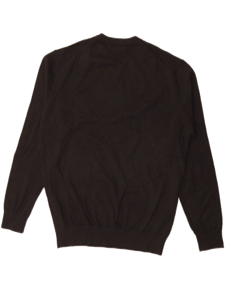 ZARA Mens V-Neck Jumper Sweater Medium Black Acrylic