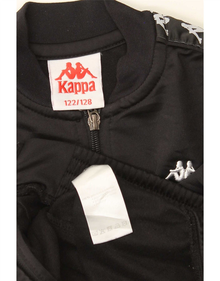 Kappa Boys Graphic Tracksuit Top Jacket 7-8 Years Black Polyester