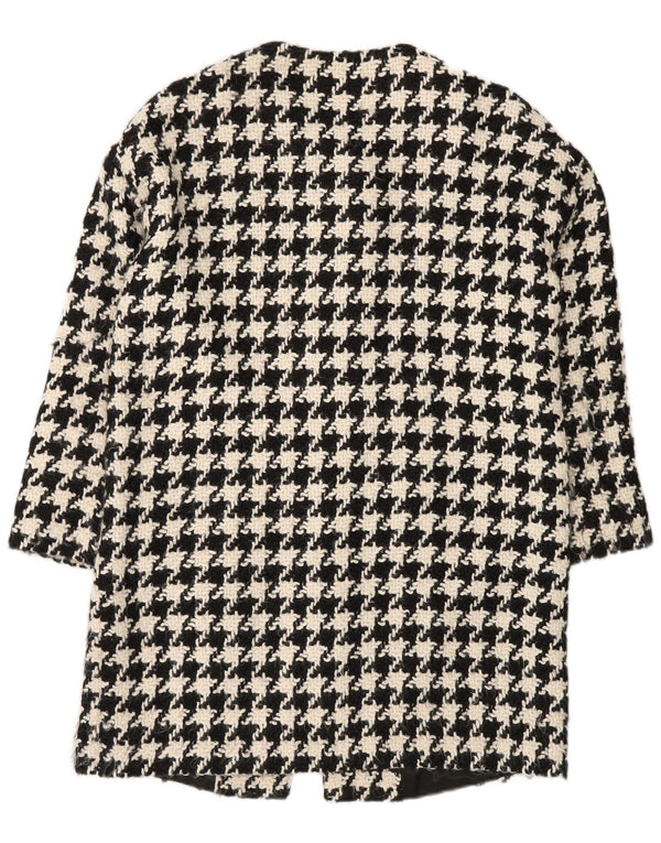 Benetton Womens Oversized Overcoat UK 10 Small Black Houndstooth Acrylic