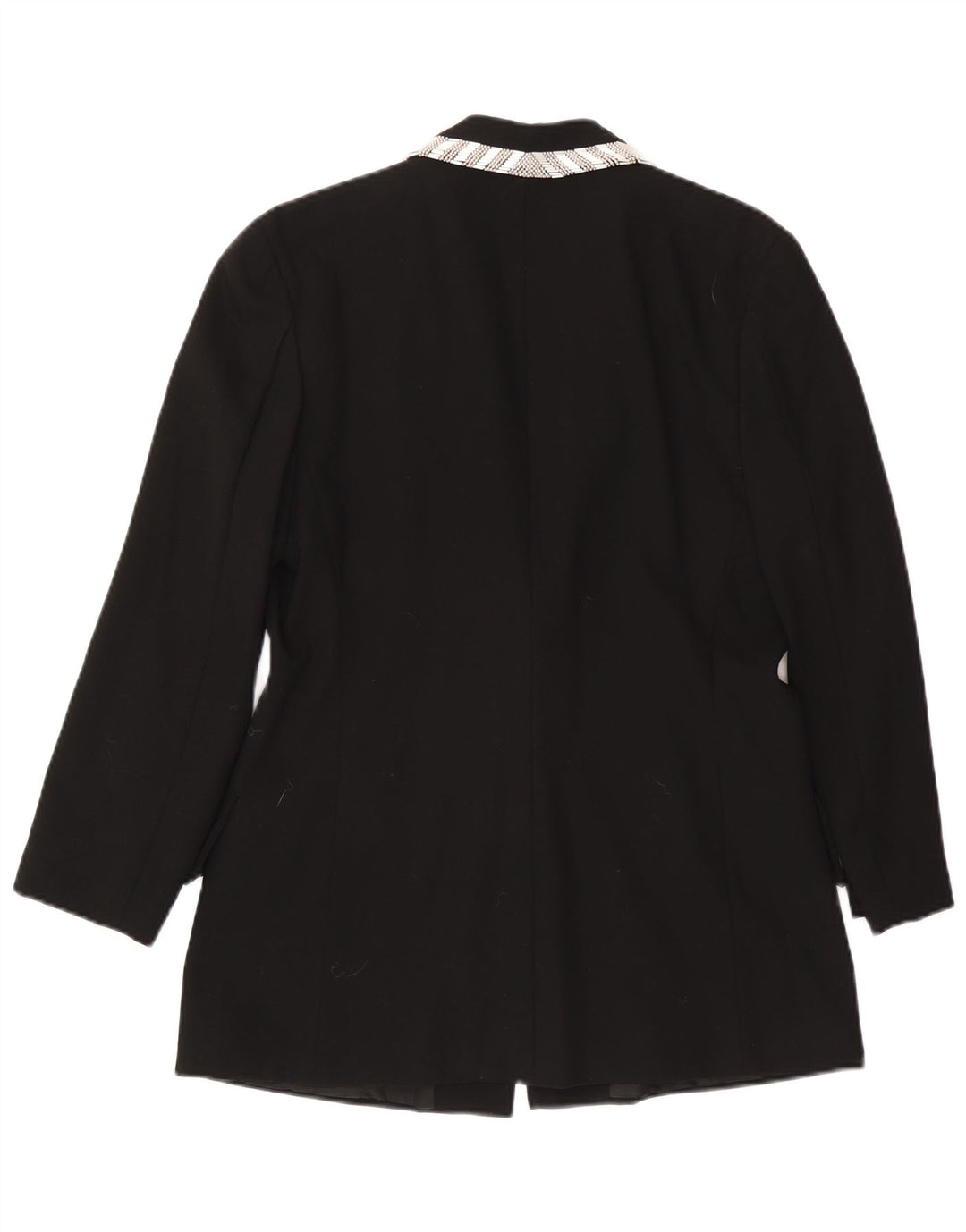 VINTAGE Womens 1 Button Blazer Jacket UK 14 Large Black Wool
