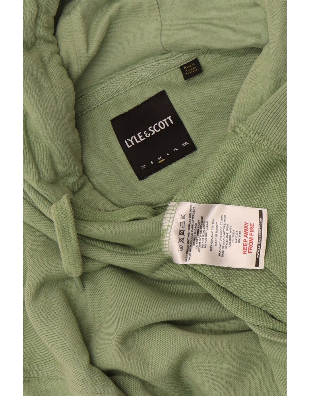 Lyle & Scott Mens Hoodie Jumper Medium Green Cotton