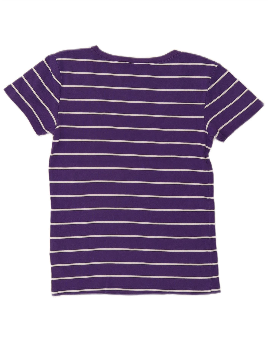 RALPH LAUREN Womens T-Shirt Top UK 14 Large Purple Striped Cotton