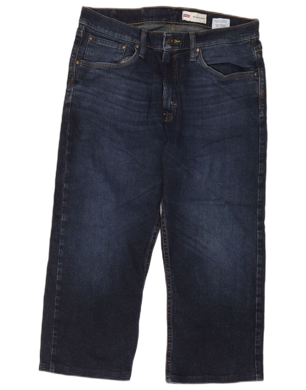 Wrangler Mens Relaxed Fit Capri Jeans W33 L21 Navy Blue Cotton
