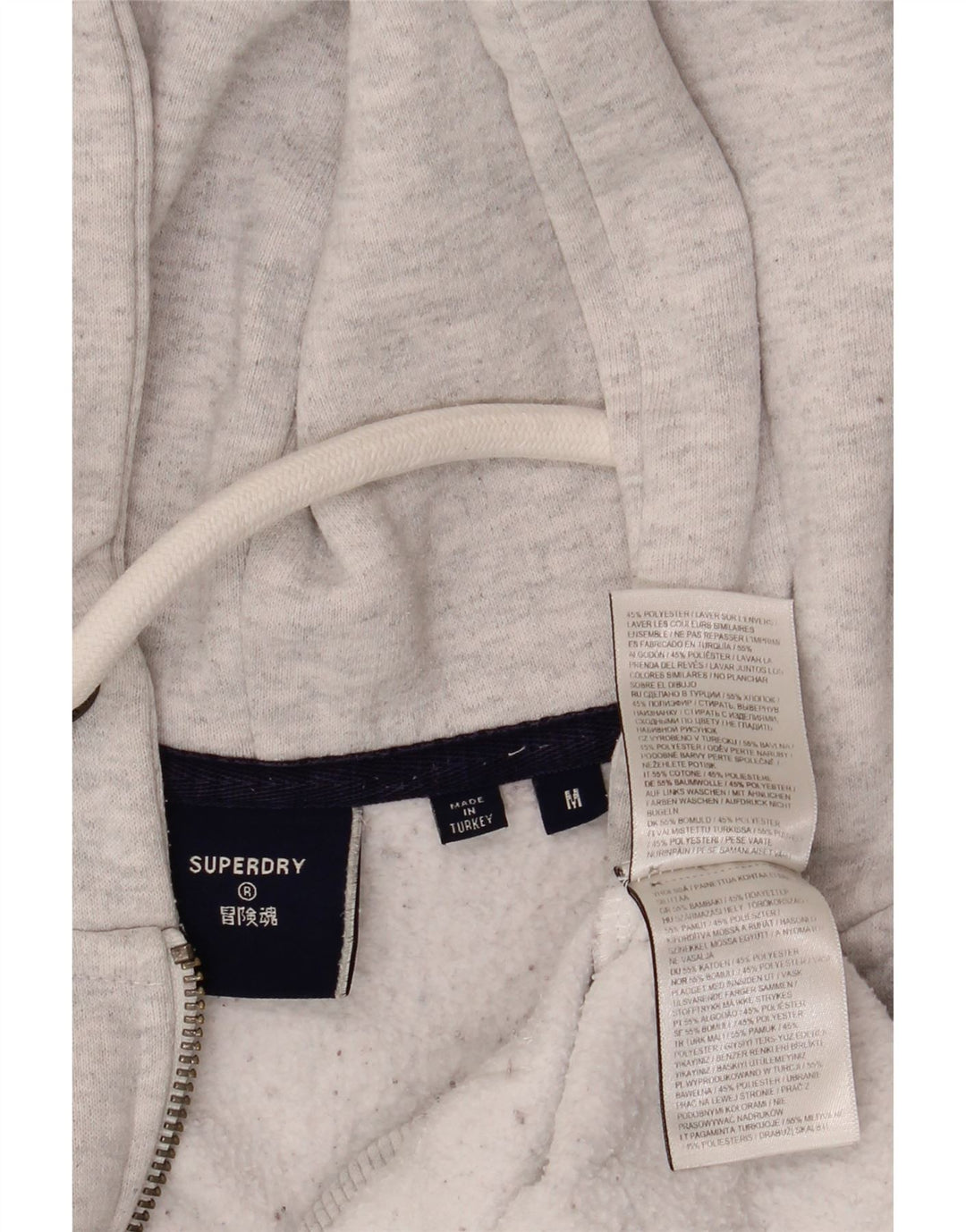 Superdry Mens Graphic Zip Hoodie Sweater Medium Grey Cotton