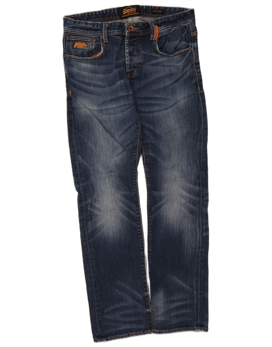 Superdry Mens Straight Jeans W32 L30 Blue Cotton